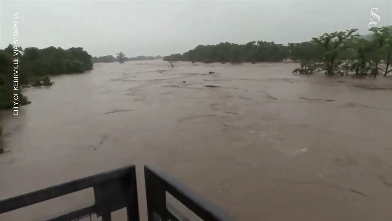 Texas flooding scenes shows scenes of Guadalupe River rising in Kerrville